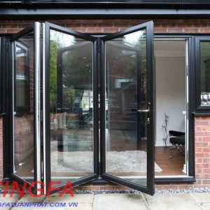 Cửa Đi Mở Xếp Gấp 4 Cánh Nhôm XingFa 8 cua di mo truot xep gap