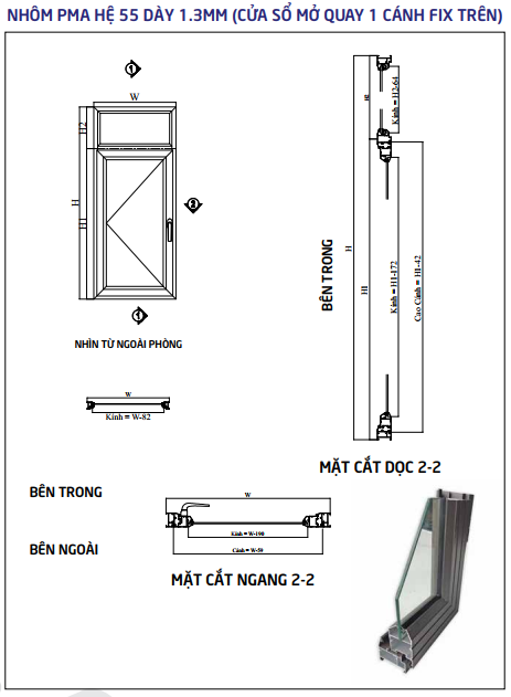 cửa nhôm pma hệ 55 cửa nhôm pma hệ 55