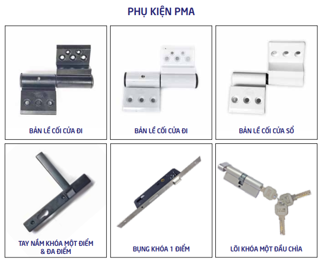 Phụ kiện cửa nhôm PMA Phụ kiện cửa nhôm PMA